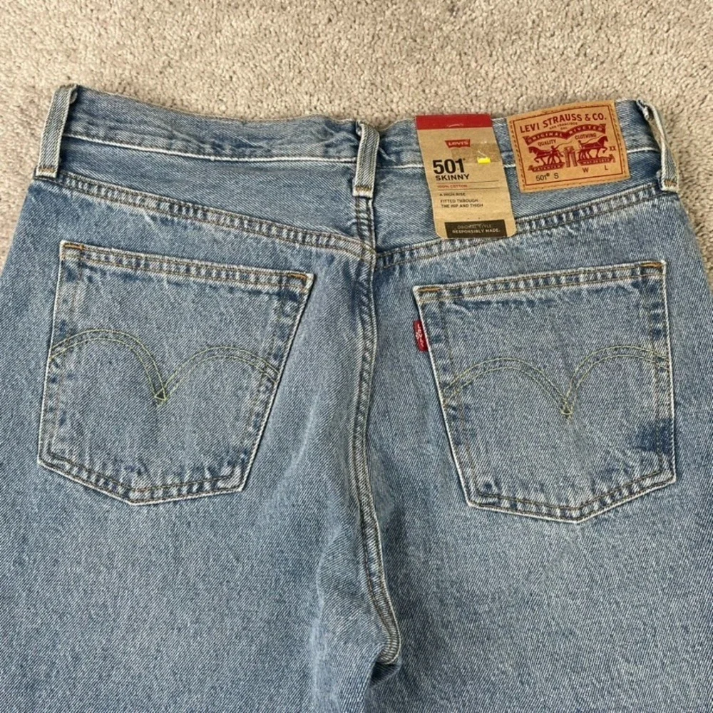 Levis‎ Jeans Womens 28 Blue 501 S Skinny Button Fly High Rise Denim NEW NWT